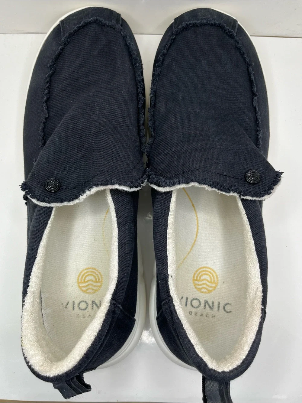 Vionic Beach Seaview Men's Sneakers Loafers Slip Ons Size US 11.5 Black Textile